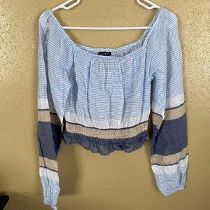 Derek heart blue tones cropped shirt